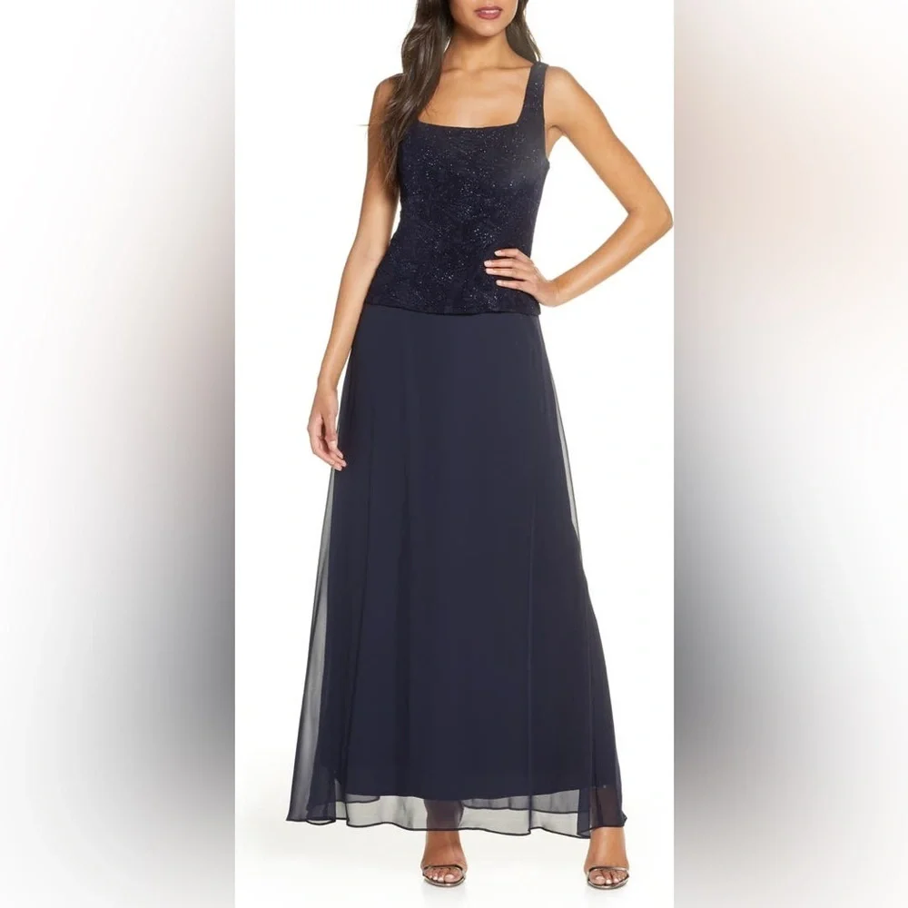 Alex Evening Sequin Mock Two-Piece Gown with Jacket. Size 8 - Picture 3 of 9